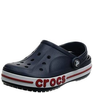 CROCS UNISEX-ADULT BAYABAND CLOGS, NAVY/PEPPER, 12 MEN/14 WOMEN